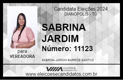 Candidato SABRINA JARDIM 2024 - DIANÓPOLIS - Eleições