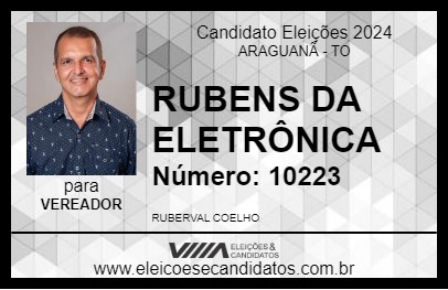 Candidato RUBENS DA ELETRÔNICA 2024 - ARAGUANÃ - Eleições