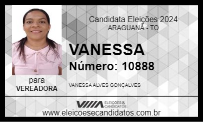 Candidato VANESSA 2024 - ARAGUANÃ - Eleições