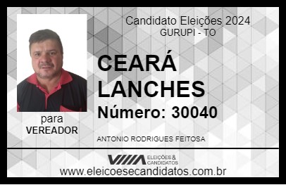 Candidato CEARÁ LANCHES 2024 - GURUPI - Eleições