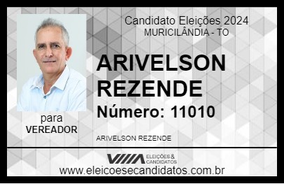 Candidato ARIVELSON REZENDE 2024 - MURICILÂNDIA - Eleições