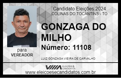 Candidato GONZAGA DO MILHO 2024 - COLINAS DO TOCANTINS - Eleições