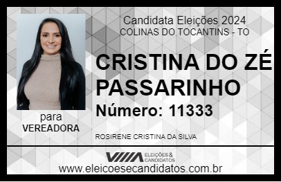 Candidato CRISTINA DO ZÉ PASSARINHO 2024 - COLINAS DO TOCANTINS - Eleições