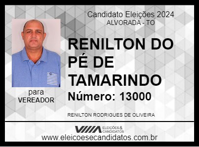 Candidato RENILTON DO PÉ DE TAMARINDO 2024 - ALVORADA - Eleições