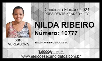 Candidato NILDA RIBEIRO 2024 - PRESIDENTE KENNEDY - Eleições