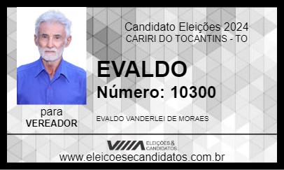 Candidato EVALDO 2024 - CARIRI DO TOCANTINS - Eleições