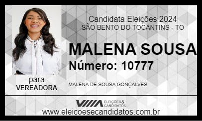 Candidato MALENA SOUSA 2024 - SÃO BENTO DO TOCANTINS - Eleições