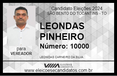 Candidato LEONDAS PINHEIRO 2024 - SÃO BENTO DO TOCANTINS - Eleições