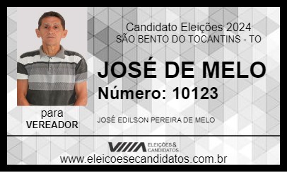 Candidato JOSÉ DE MELO 2024 - SÃO BENTO DO TOCANTINS - Eleições