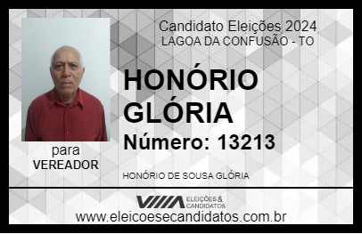 Candidato HONÓRIO GLÓRIA 2024 - LAGOA DA CONFUSÃO - Eleições