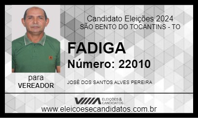 Candidato FADIGA 2024 - SÃO BENTO DO TOCANTINS - Eleições