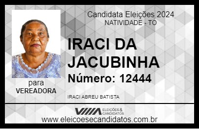 Candidato IRACI DA JACUBINHA 2024 - NATIVIDADE - Eleições