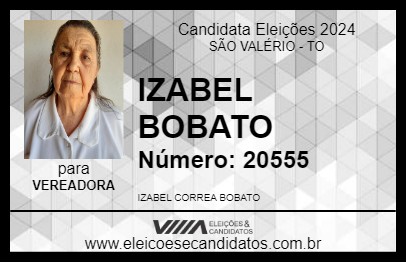 Candidato IZABEL BOBATO 2024 - SÃO VALÉRIO - Eleições