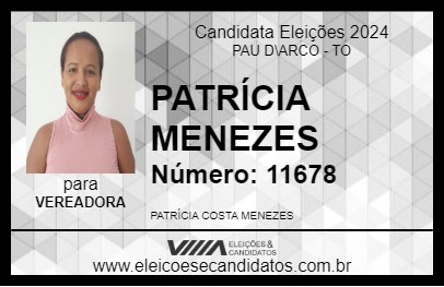 Candidato PATRÍCIA MENEZES 2024 - PAU D\ARCO - Eleições