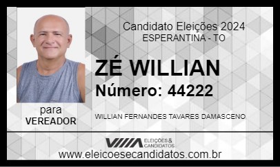 Candidato ZÉ WILLIAN 2024 - ESPERANTINA - Eleições