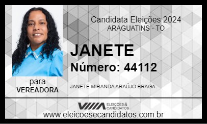 Candidato JANETE 2024 - ARAGUATINS - Eleições