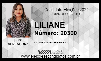 Candidato LILIANE 2024 - DIANÓPOLIS - Eleições