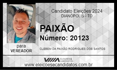 Candidato PAIXÃO 2024 - DIANÓPOLIS - Eleições