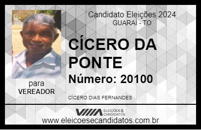 Candidato CÍCERO DA PONTE 2024 - GUARAÍ - Eleições