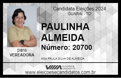 Candidato PAULINHA ALMEIDA 2024 - GUARAÍ - Eleições