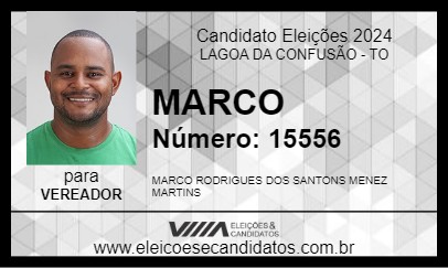 Candidato MARCO 2024 - LAGOA DA CONFUSÃO - Eleições