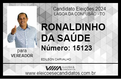 Candidato RONALDINHO DA SAÚDE 2024 - LAGOA DA CONFUSÃO - Eleições