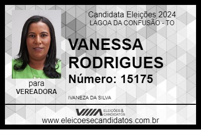 Candidato VANESSA RODRIGUES 2024 - LAGOA DA CONFUSÃO - Eleições