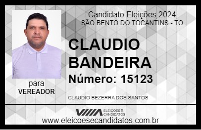 Candidato CLAUDIO BANDEIRA 2024 - SÃO BENTO DO TOCANTINS - Eleições