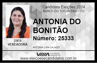 Candidato ANTONIA DO BONITÃO 2024 - BURITI DO TOCANTINS - Eleições