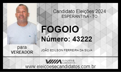 Candidato FOGOIO 2024 - ESPERANTINA - Eleições